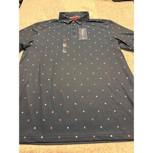 Walter Hagen Mens P11 Sailing‎ Geo Navy Print Performance Polo Shirt L